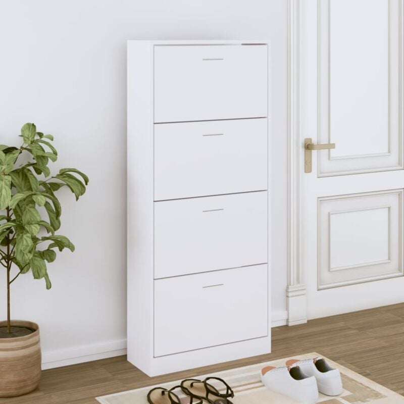 foto del prodotto scarpiera bianca 63x24x147 cm in legno multistrato vidaxl