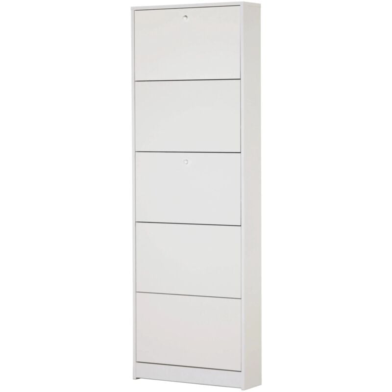 foto del prodotto scarpiera bianca con 5 ante, 62x182x18 cm