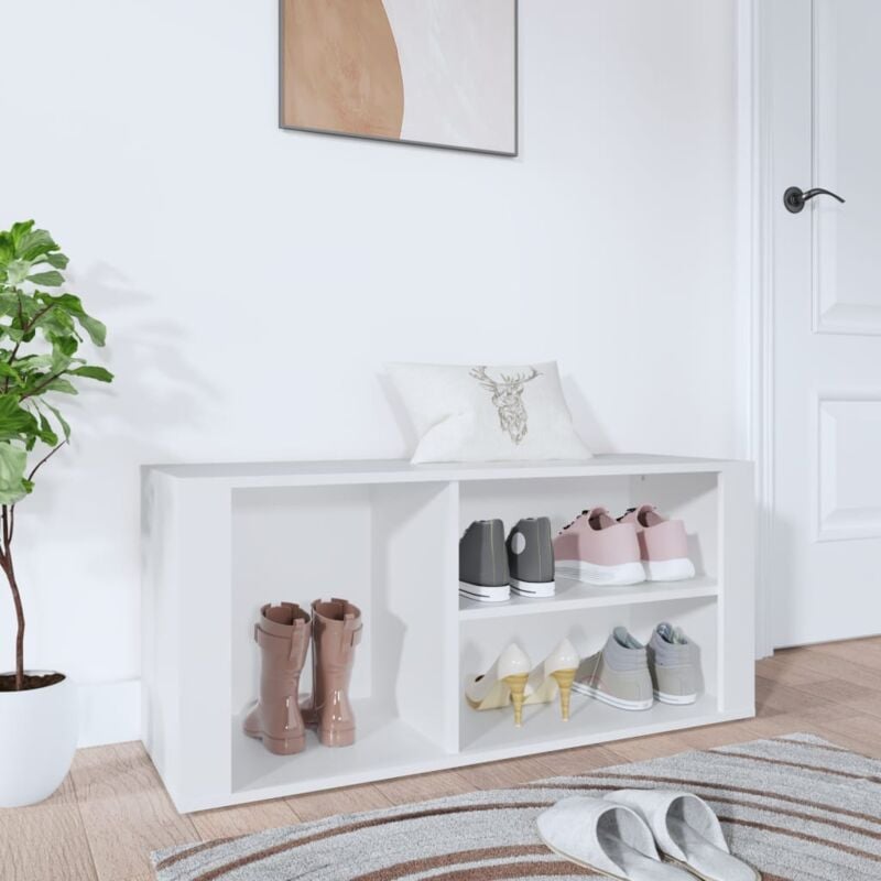foto del prodotto scarpiera bianco 100x35x45 cm in legno multistrato