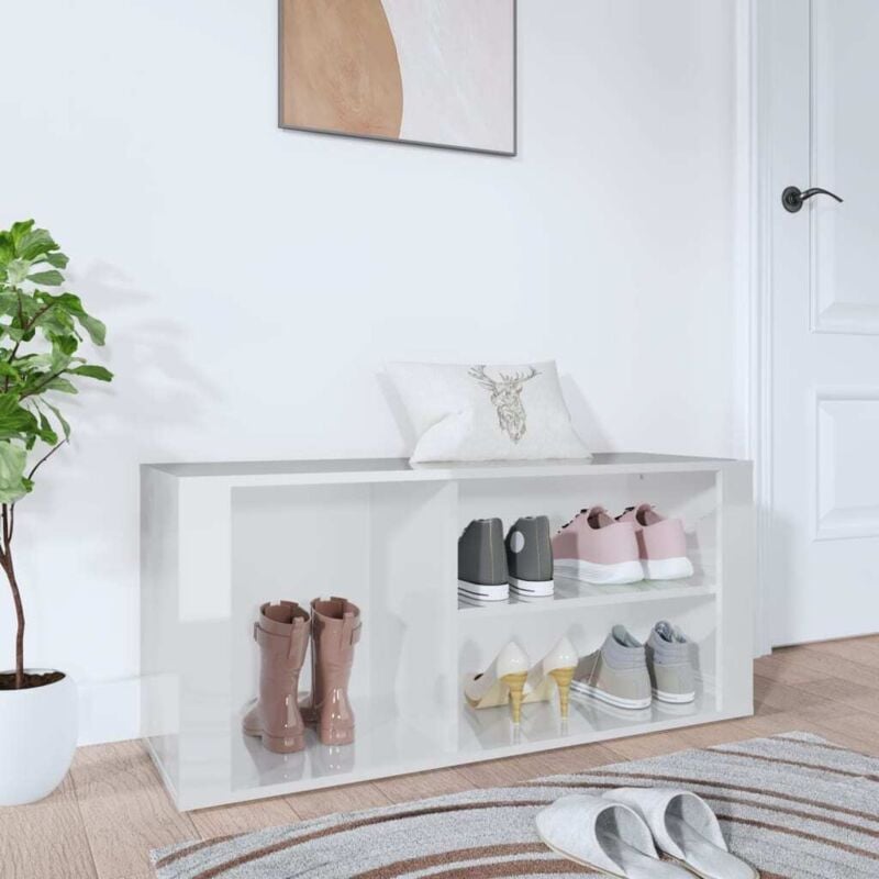 foto del prodotto scarpiera bianco lucido 100x35x45 cm in legno multistrato vidaxl