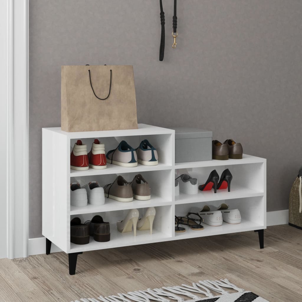 foto del prodotto scarpiera bianco lucido 102x36x60 cm in legno multistrato cod mxl 35112