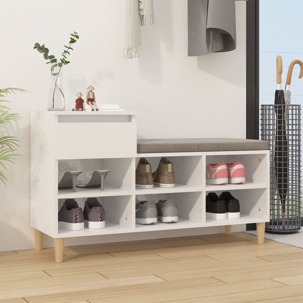 foto del prodotto scarpiera bianco lucido 102x36x60 cm in legno multistrato cod mxl 35752