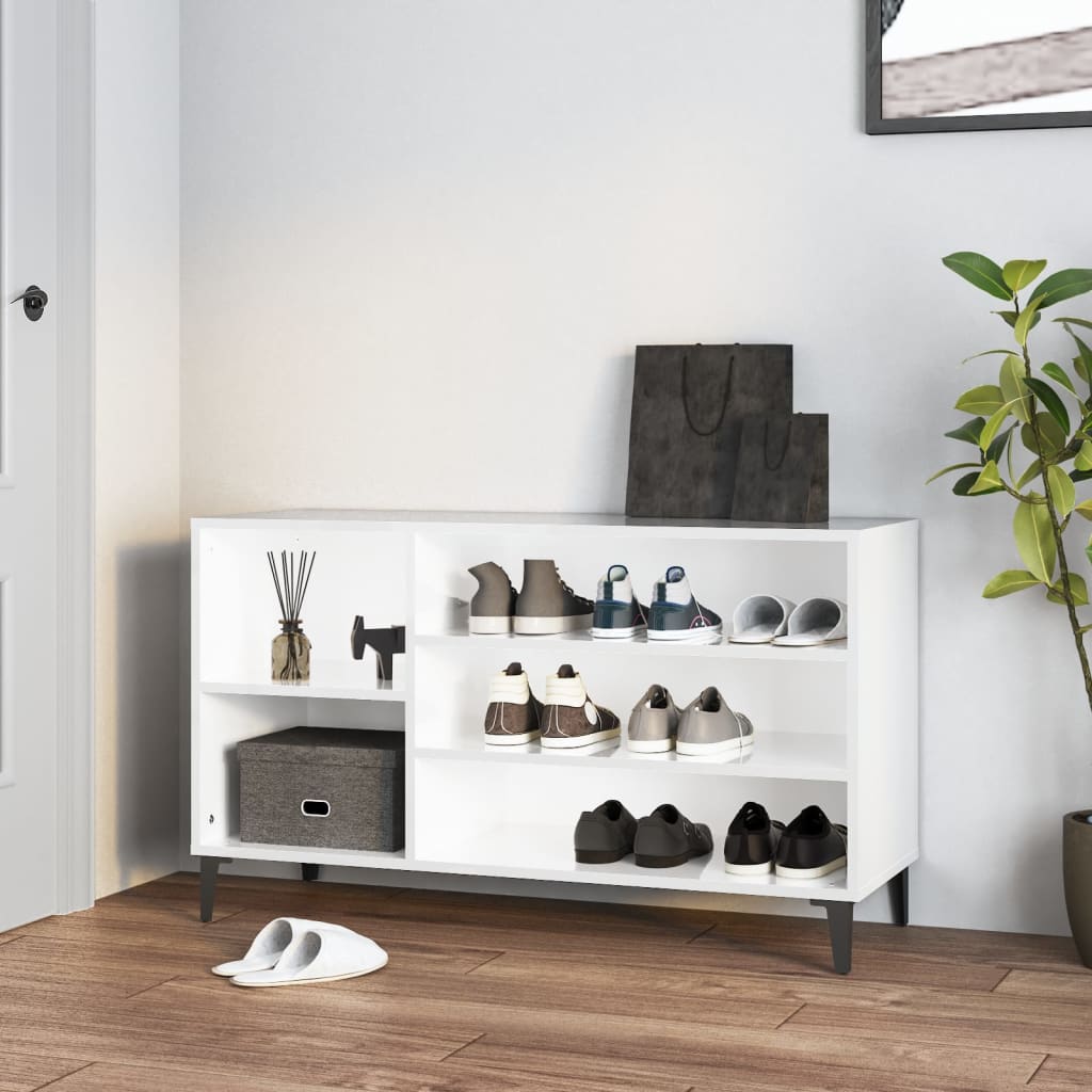 foto del prodotto scarpiera bianco lucido 102x36x60 cm in legno multistrato cod mxl 41539