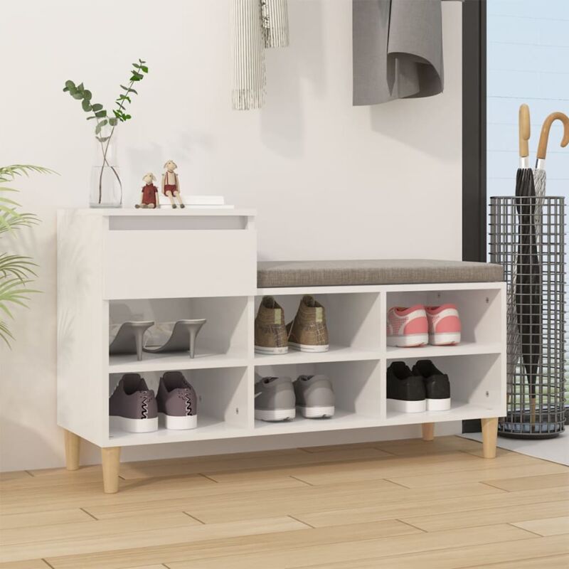 foto del prodotto scarpiera bianco lucido 102x36x60 cm in legno multistrato vidaxl 231694