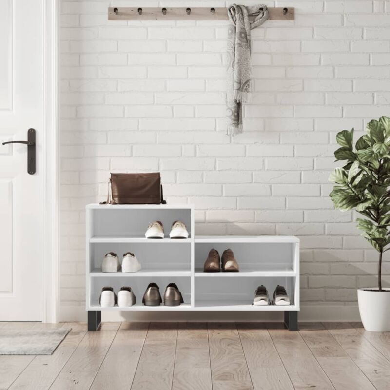 foto del prodotto scarpiera bianco lucido 102x36x60 cm in legno multistrato - vidaxl