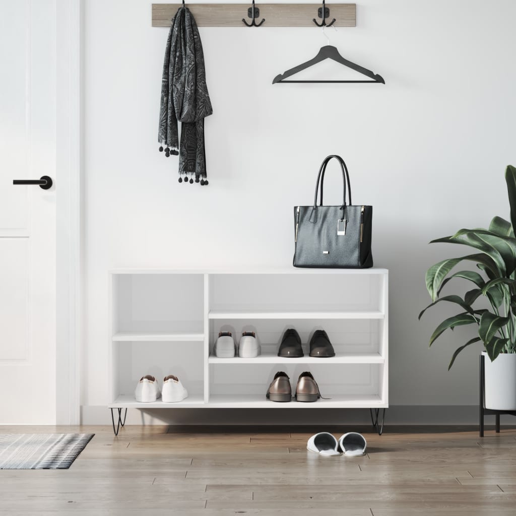 foto del prodotto scarpiera bianco lucido 102x36x60 cm in legno multistratocod mxl 102786
