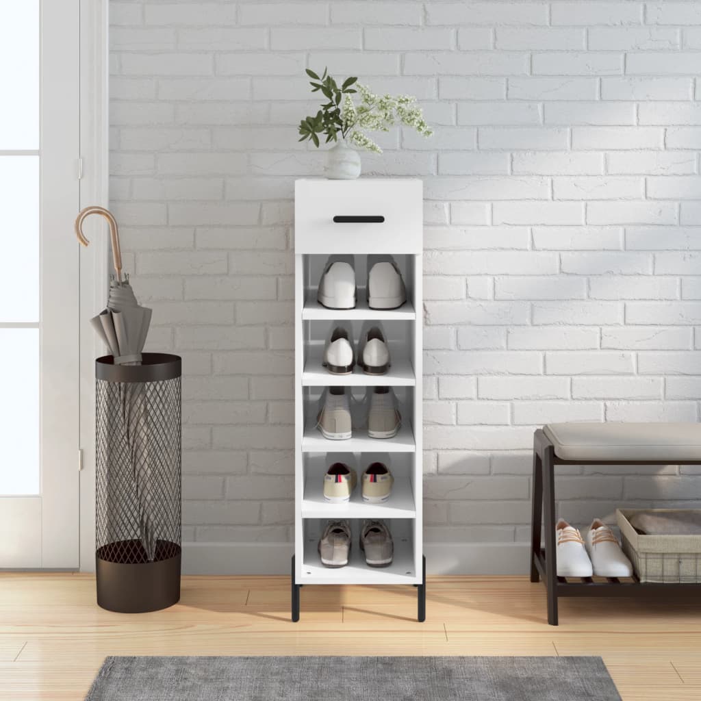 foto del prodotto scarpiera bianco lucido 30x35x105 cm in legno multistratocod mxl 104115
