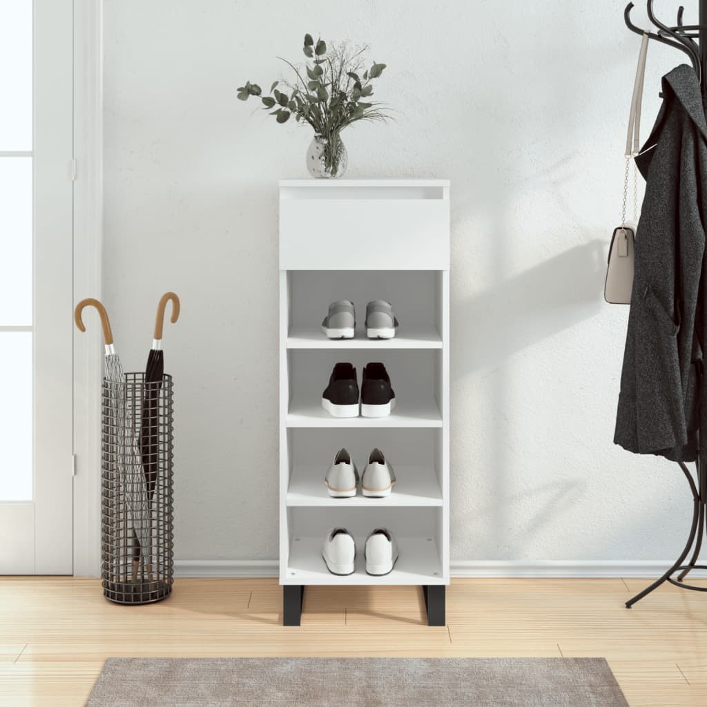 foto del prodotto scarpiera bianco lucido 40x36x105 cm in legno multistratocod mxl 126715
