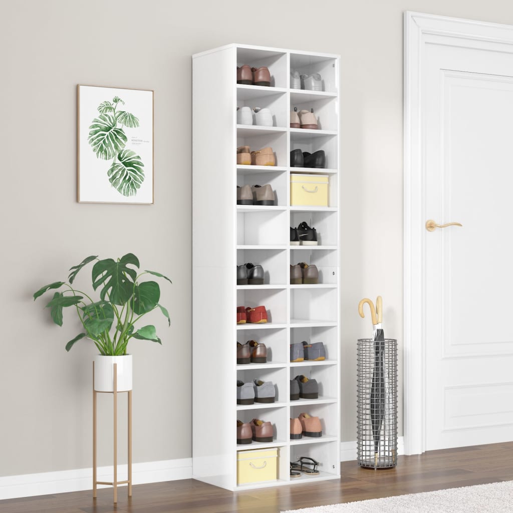 foto del prodotto scarpiera bianco lucido 54x34x183 cm in truciolato cod mxl 53456