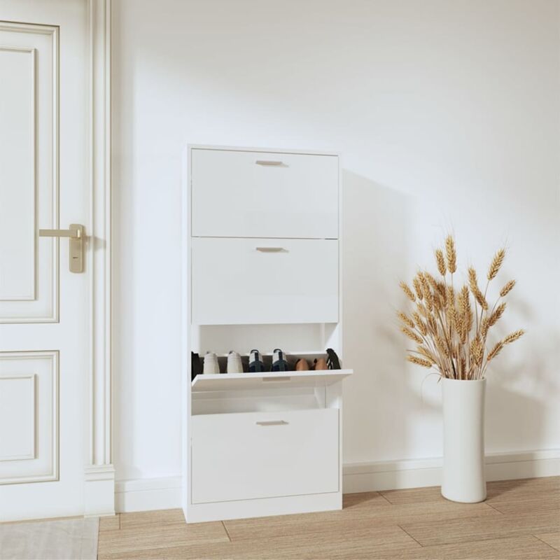 foto del prodotto scarpiera bianco lucido 59x17x150 cm in legno multistrato vidaxl