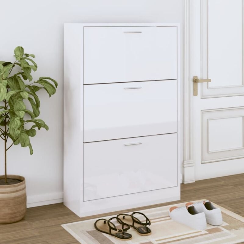 foto del prodotto scarpiera bianco lucido 63x24x103 cm in legno multistrato vidaxl