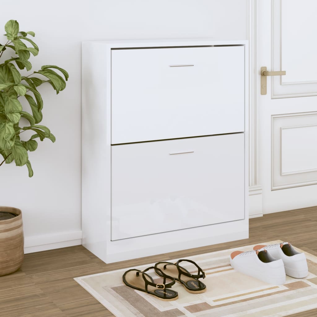 foto del prodotto scarpiera bianco lucido 63x24x81 cm in legno multistratocod mxl 101984