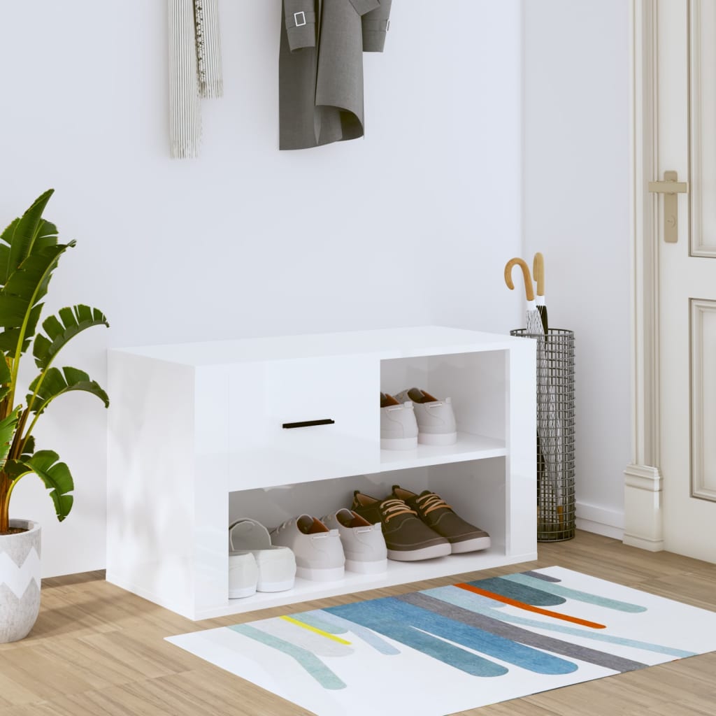 foto del prodotto scarpiera bianco lucido 80x35x45 cm in legno multistrato cod mxl 42032