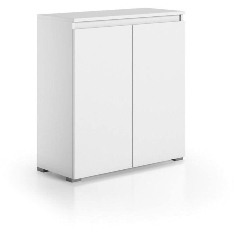 foto del prodotto scarpiera calla, mobile multiuso, porta scarpe salvaspazio a 2 ante, armadio portaoggetti con scaffali, 100 made in italy, 80x37h102 cm, bianco, con