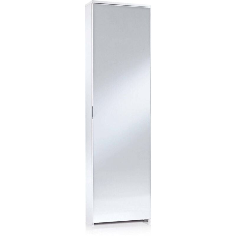 foto del prodotto scarpiera ciclamino, mobile multiuso da ingresso con anta a specchio , armadio moderno portascarpe a 5 ripiani, 100 made in italy, cm 50x18h178,