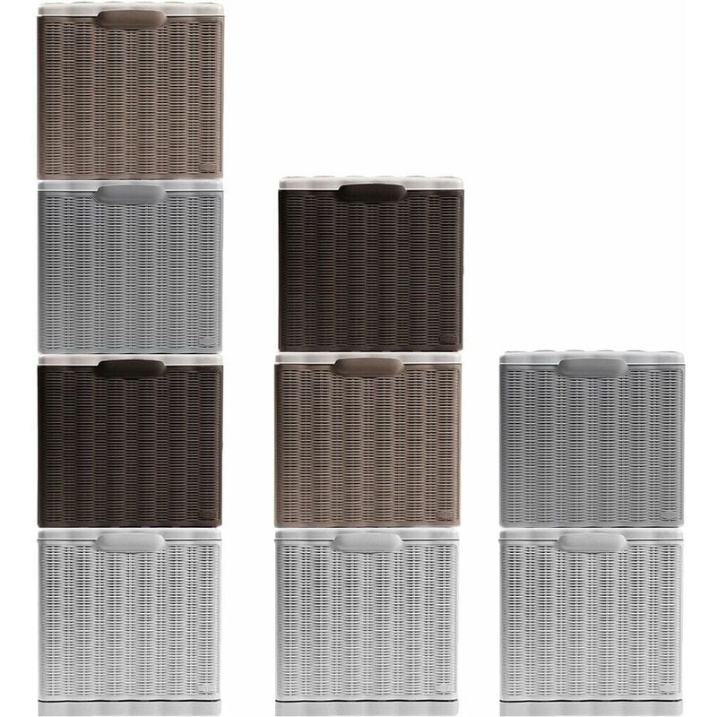 foto del prodotto scarpiera componibile salvaspazio contiene fino 4 paia di scarpe portascarpe impilabile in plastica bianco grigio marrone beige pezzi 2 pezzi
