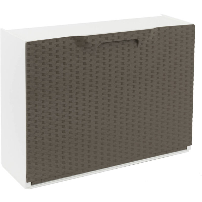 foto del prodotto scarpiera con 1 anta a ribalta in polipropilene effetto rattan, set componibile da interno o esterno, 100 made in italy, cm 51x18h40, colore
