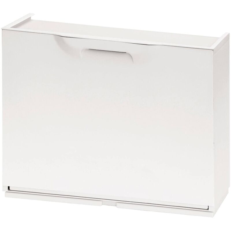 foto del prodotto scarpiera con 1 anta a ribalta in polipropilene, mobiletto componibile da interno o esterno, 100 made in italy, cm 51x18h40, color bianco, con