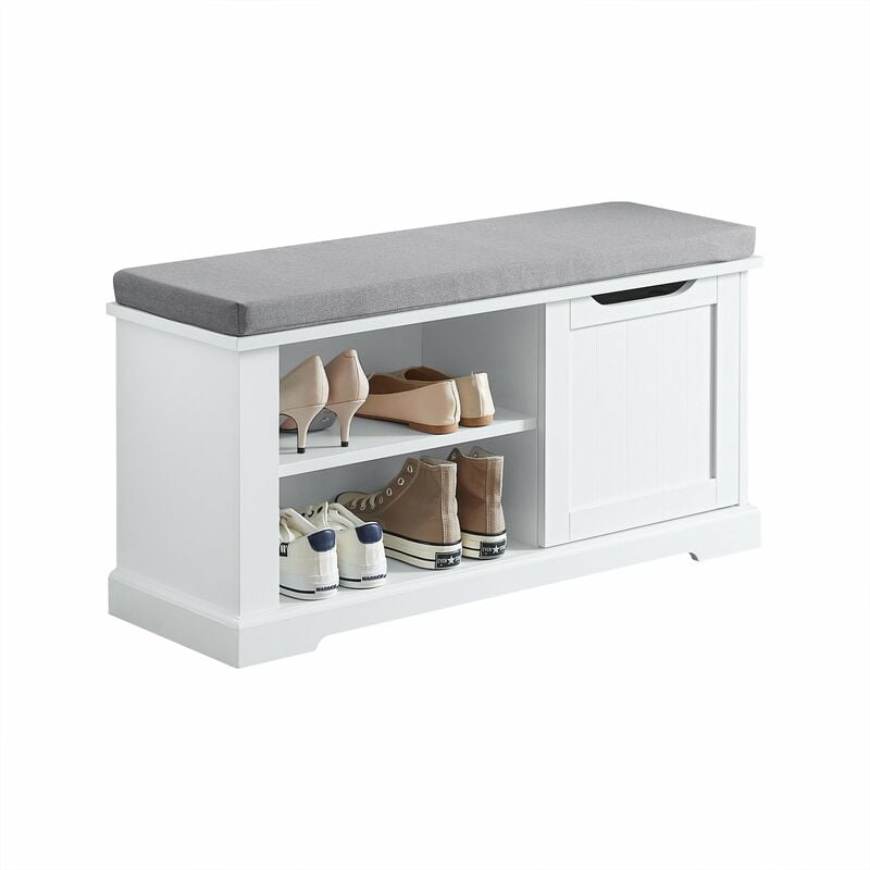foto del prodotto scarpiera con 1 anta cassapanca panca con vano portaoggetti panca ingresso portascarpe con cuscino 90x30x45cm, fsr84 w sobuy