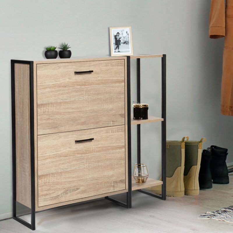 foto del prodotto scarpiera con 2 ante con ripiano design industriale luis
