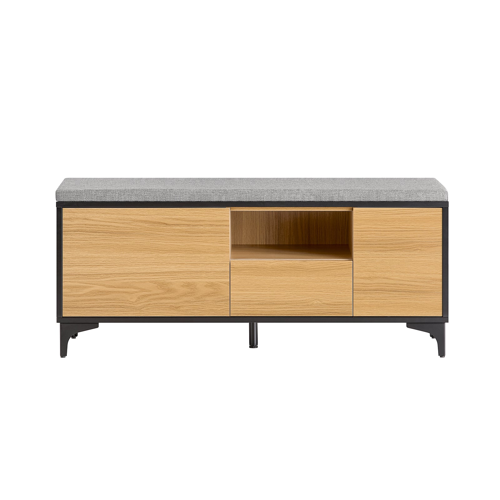 foto del prodotto scarpiera con 2 ante e 1 cassetto, panca con vano portaoggetti, panca ingresso, scarpiera con sedile, naturale 110x35x44cm fsr175 n