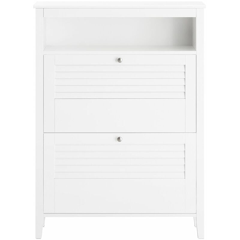 foto del prodotto scarpiera con 2 ante e 4 ripiani, con scomparto aggiuntivo per scarpe scarpiera portascarpe bianco, l80 p25 a108, fsr152 w sobuy