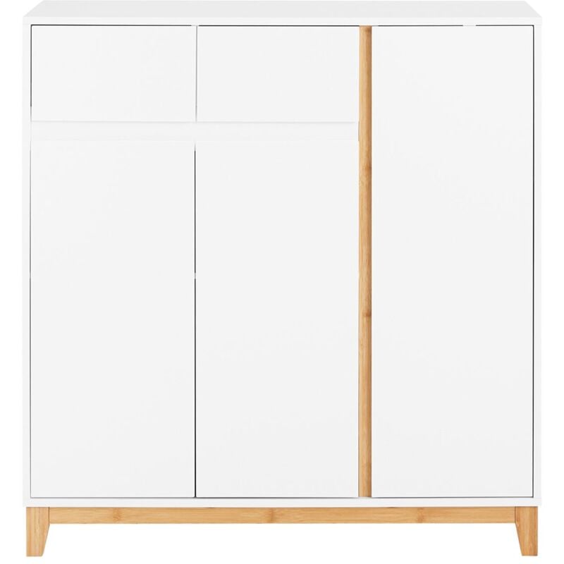 foto del prodotto scarpiera con 2 cassetti e 3 ante scarpiera portascarpe con 5 ripiani cassettiera per scarpe bianco naturale 80x34x85 cm fsr190 wn sobuy