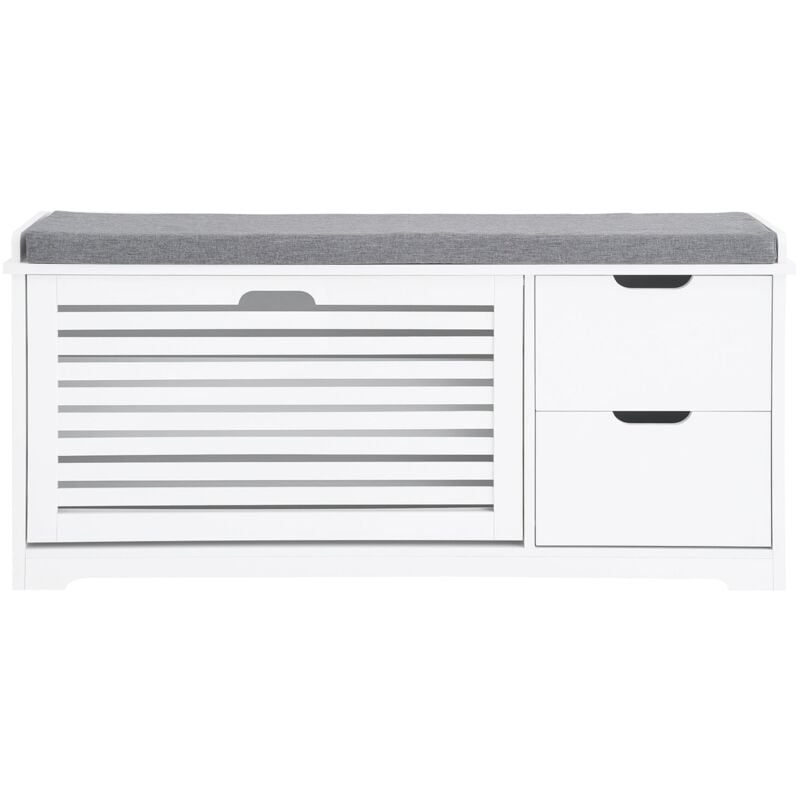 foto del prodotto scarpiera con 2 cassetti panca scarpiera portascarpe con seduta bianco 110x30x52cm fsr185 w sobuy