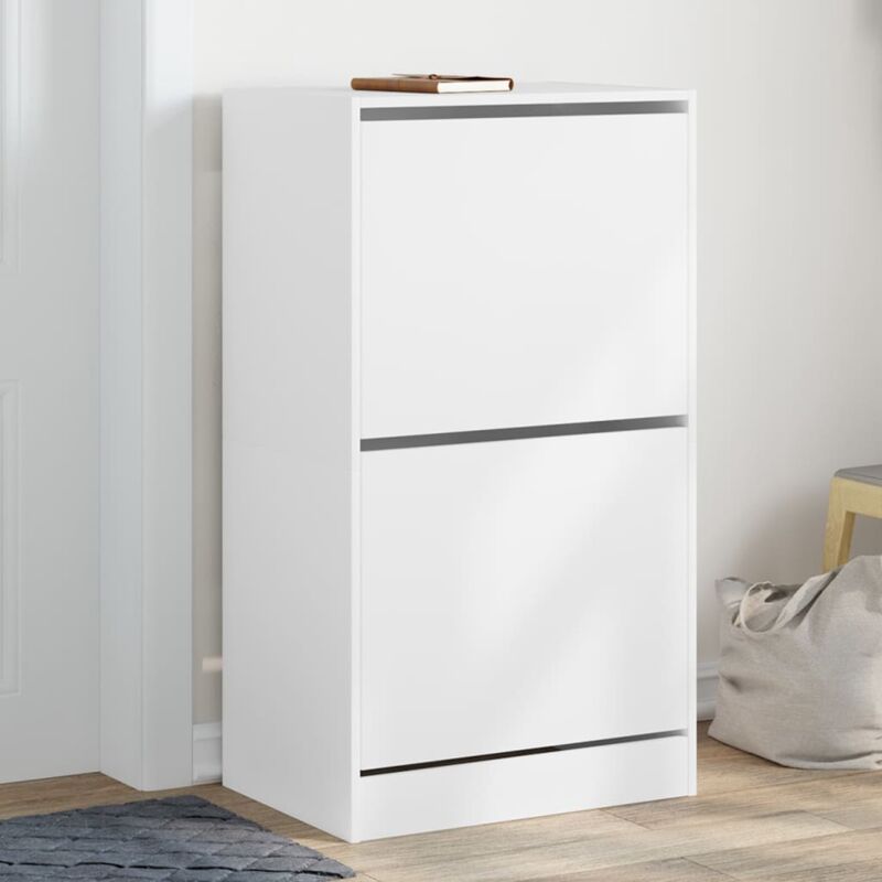 foto del prodotto scarpiera con 2 cassetti ribaltabili bianca 60x42x108 cm vidaxl
