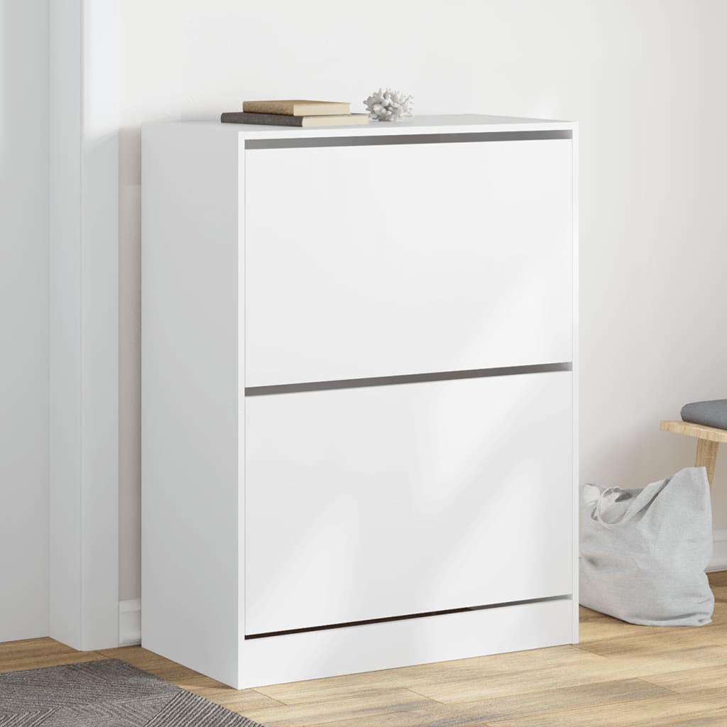 foto del prodotto scarpiera con 2 cassetti ribaltabili bianca 80x42x108 cmcod mxl 86507