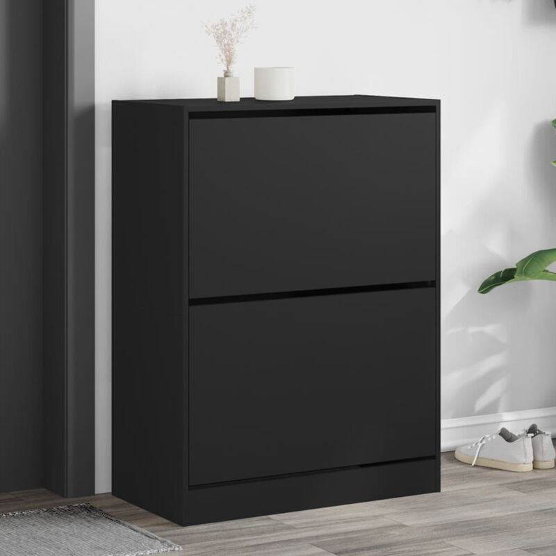 foto del prodotto scarpiera con 2 cassetti ribaltabili nera 80x42x108 cm vidaxl