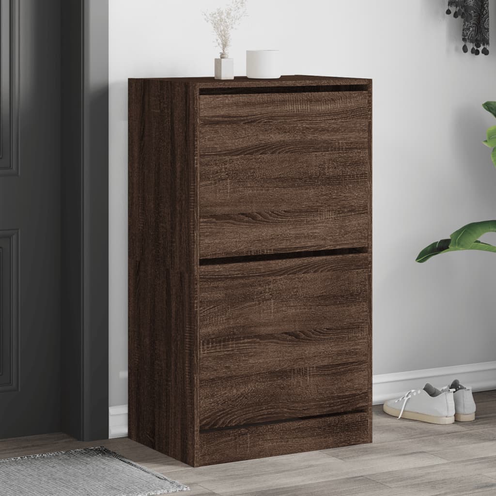 foto del prodotto scarpiera con 2 cassetti ribaltabili rovere marrone 60x42x108cmcod mxl 110395