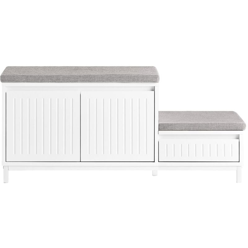foto del prodotto scarpiera con 2 posti panca con 1 cassetto panca per ingresso scarpiera cassettiera per bambini bianco 100x35x42cm fsr172 w sobuy