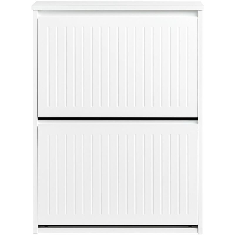 foto del prodotto scarpiera con 2 ribalte e 4 ripiani scarpiera con scomparto aggiuntivo portascarpe salvaspazio bianco 61x26x81cm fsr165 k w sobuy