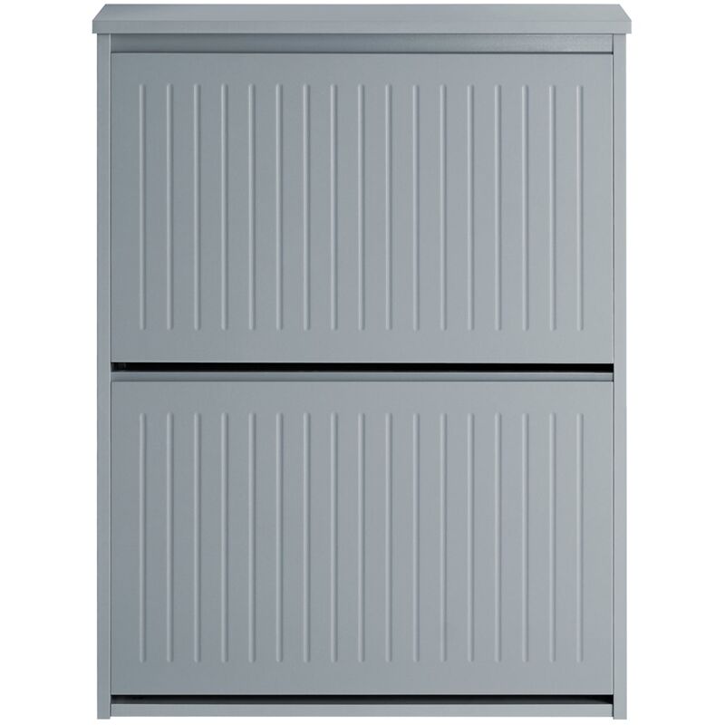 foto del prodotto scarpiera con 2 ribalte e 4 ripiani scarpiera con scomparto aggiuntivo portascarpe salvaspazio grigio 61x26x81cm fsr165 k hg sobuy