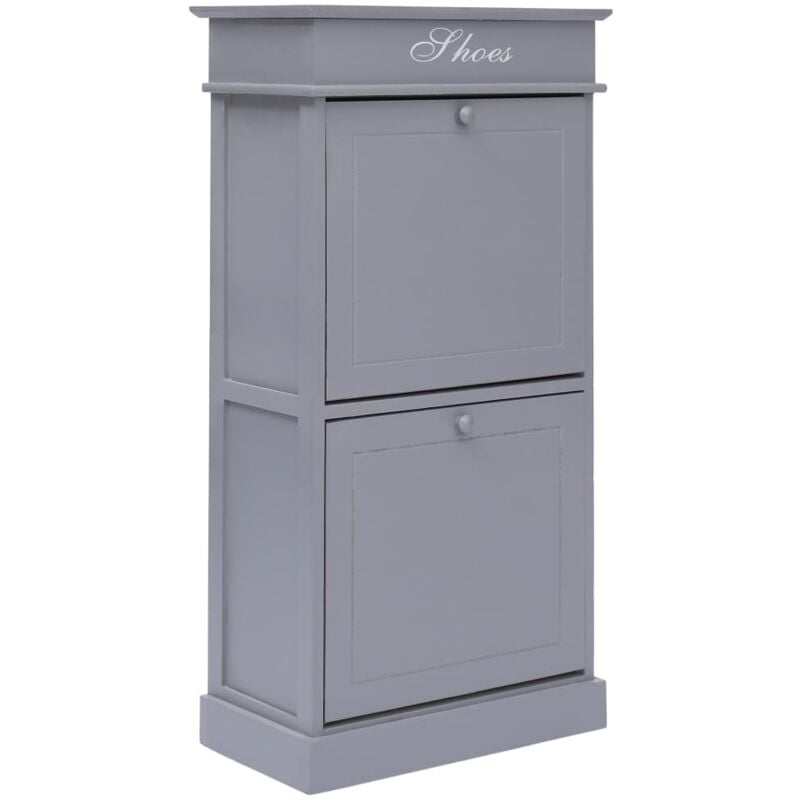 foto del prodotto scarpiera con 2 scomparti in legno di paulownia 50x28x98 cm vari colori colore grigio