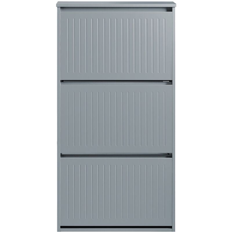 foto del prodotto scarpiera con 3 ribalte e 6 ripiani scarpiera con scomparto aggiuntivo portascarpe salvaspazio grigio 61x26x120cm fsr165 h hg sobuy