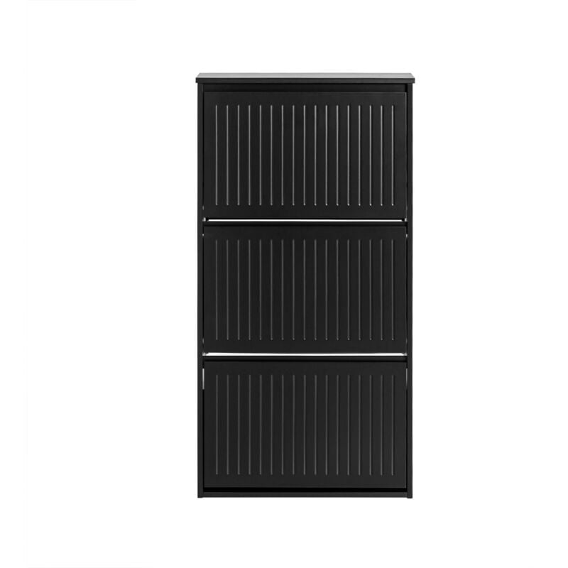 foto del prodotto scarpiera con 3 ribalte e 6 ripiani scarpiera con scomparto aggiuntivo portascarpe salvaspazio nero 61x26x120cm fsr165 h sch sobuy