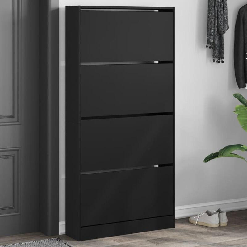 foto del prodotto scarpiera con 4 cassetti ribaltabili nera 80x21x163,5 cm vidaxl