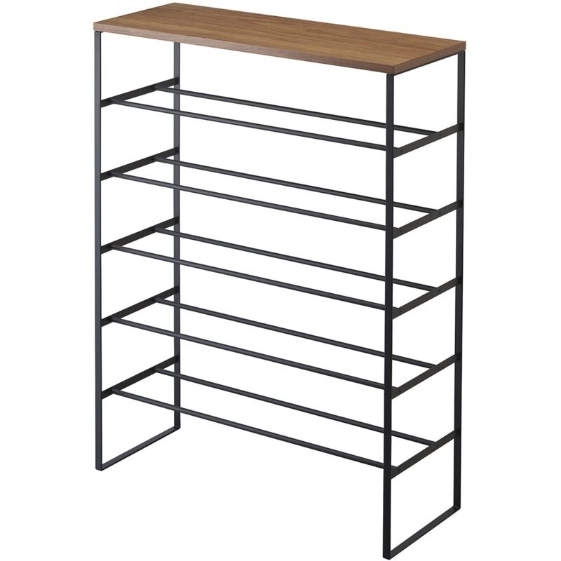 foto del prodotto scarpiera con 5 livelli legno e metallo nero tower l66 cm