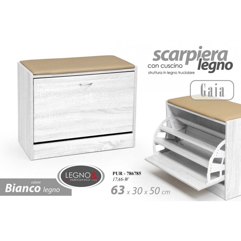 foto del prodotto scarpiera con cuscino bianca anta a ribalta da ingresso ripostiglio cm 63 x 30 x 50 h