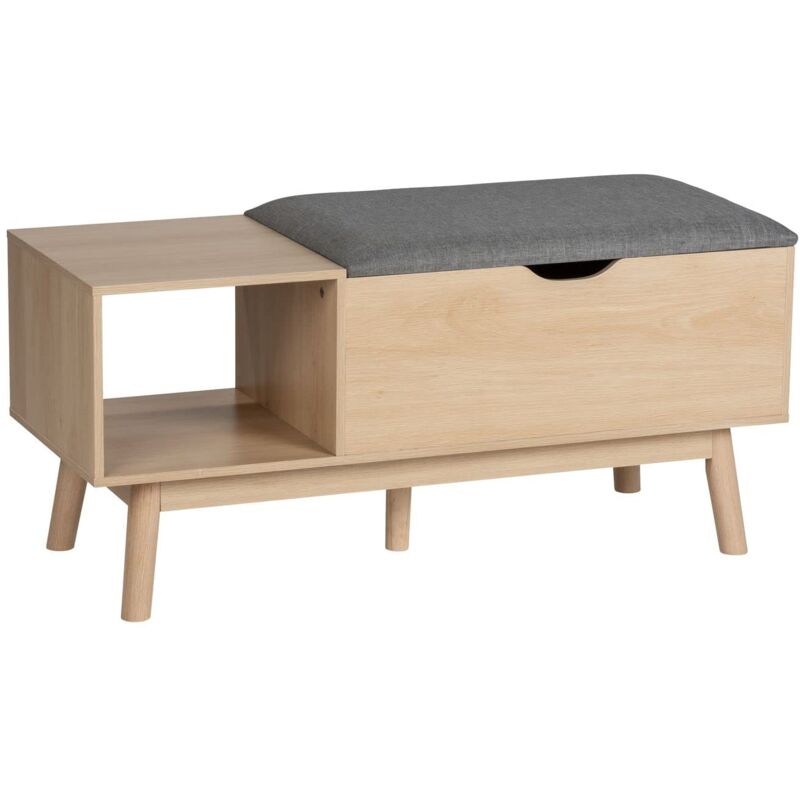 foto del prodotto scarpiera con cuscino per sedile panca con vano portaoggetti edda, scarpiera con imbottitura, legno, beige, 100 x 45 x 40 cm wenko
