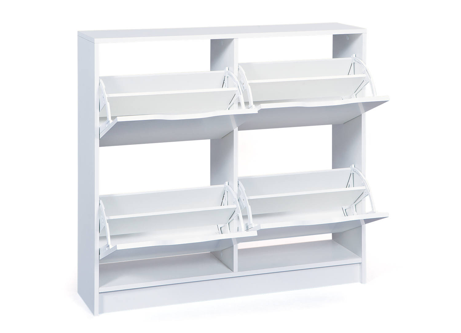 foto del prodotto scarpiera con quattro ante a drond, colore bianco 90 x 25 x 100
