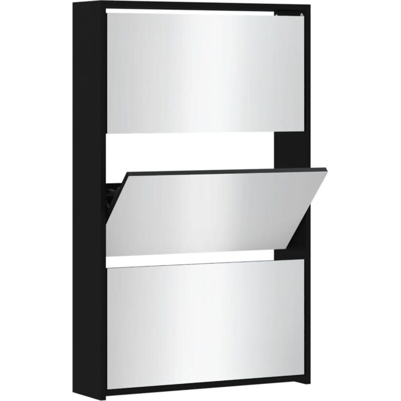 foto del prodotto scarpiera con specchio a 3 livelli nera 63x17x102,5 cm vidaxl nero