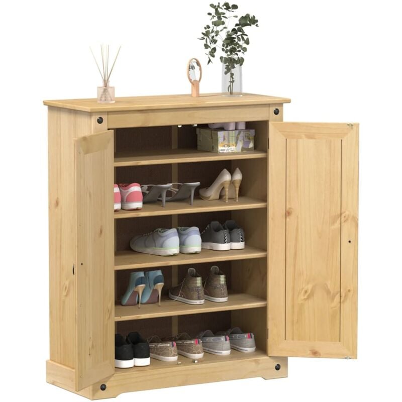 foto del prodotto scarpiera corona 86x38,5x108 cm in legno massello di pino vidaxl