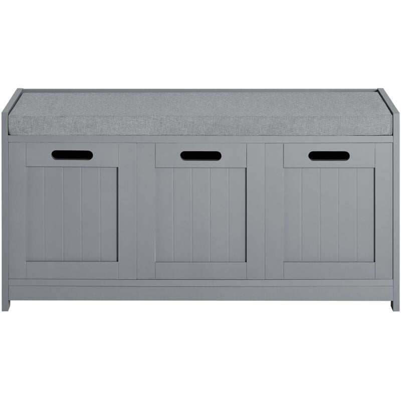 foto del prodotto scarpiera da ingresso con cassetto e 2 armadietti cassapanca camera da letto carico massimo120 kg 90x45x35cm grigio fsr80 sg sobuy