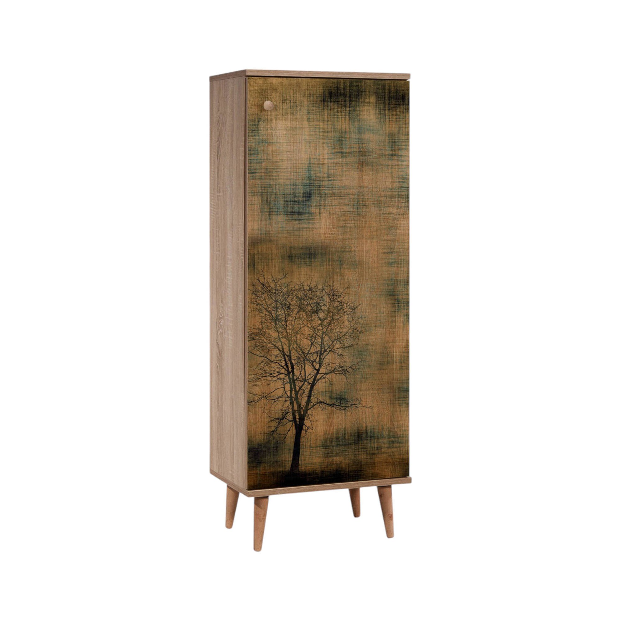 foto del prodotto scarpiera dacrydium, mobile portascarpe, armadio da ingresso multiuso, mobiletto per calzature, 50x38 h135 cm, quercia e giallo