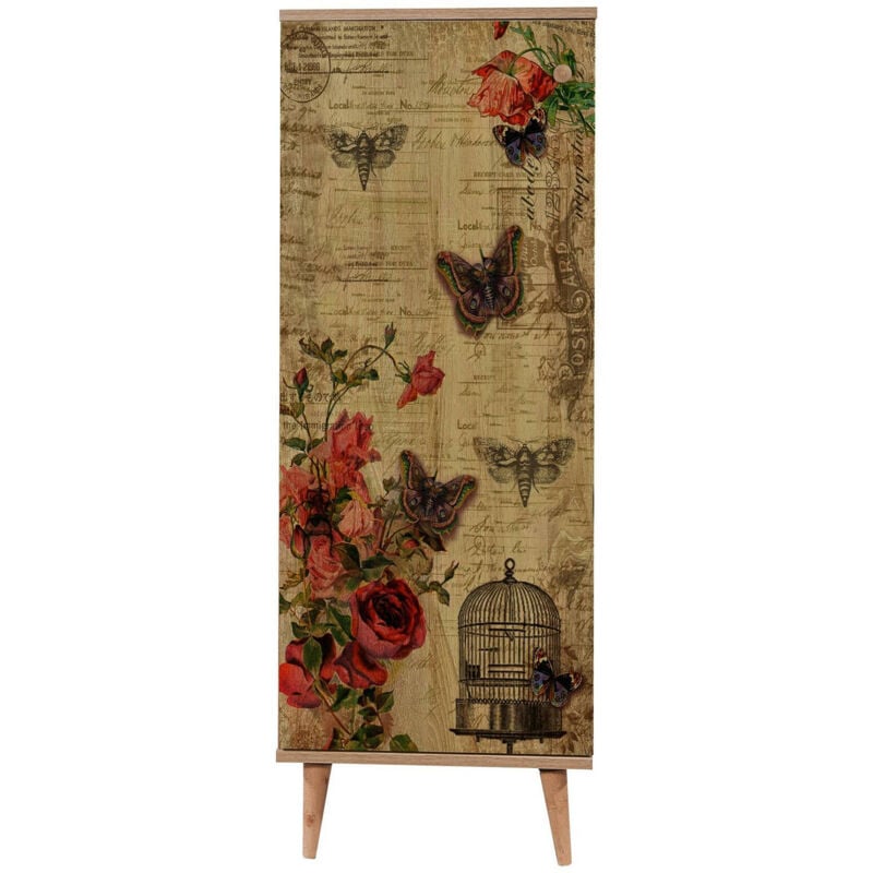 foto del prodotto scarpiera dacrydium, mobile portascarpe, armadio da ingresso multiuso, mobiletto per calzature, 50x38 h135 cm, quercia e multicolore dmora