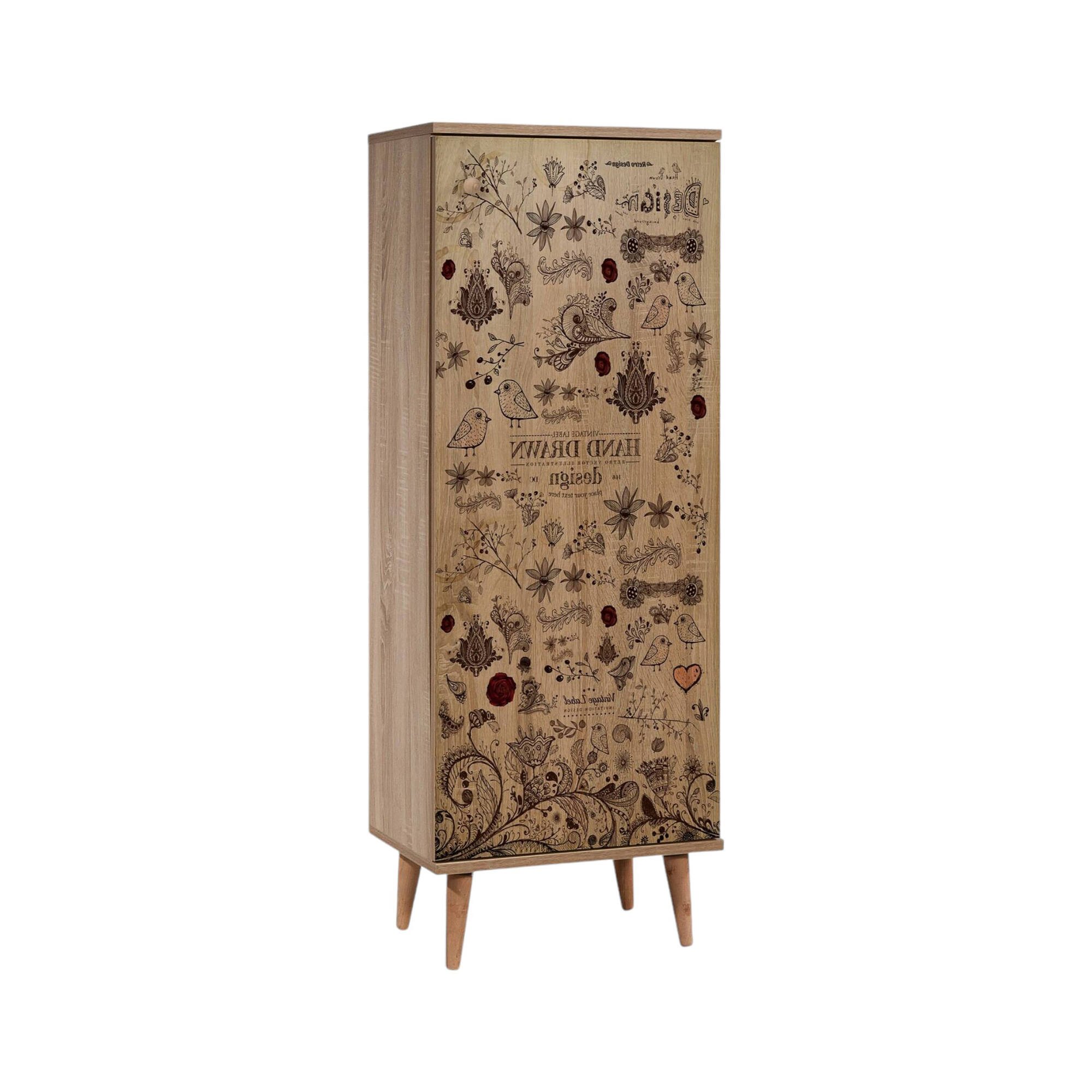 foto del prodotto scarpiera dacrydium, mobile portascarpe, armadio da ingresso multiuso, mobiletto per calzature, 50x38 h135 cm, quercia e noce