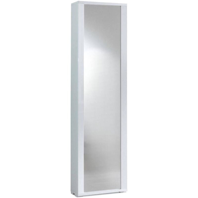 foto del prodotto scarpiera datura, mobile multiuso da ingresso con anta a specchio , armadio moderno portascarpe a 7 ripiani, 100 made in italy, cm 50x32hx182,